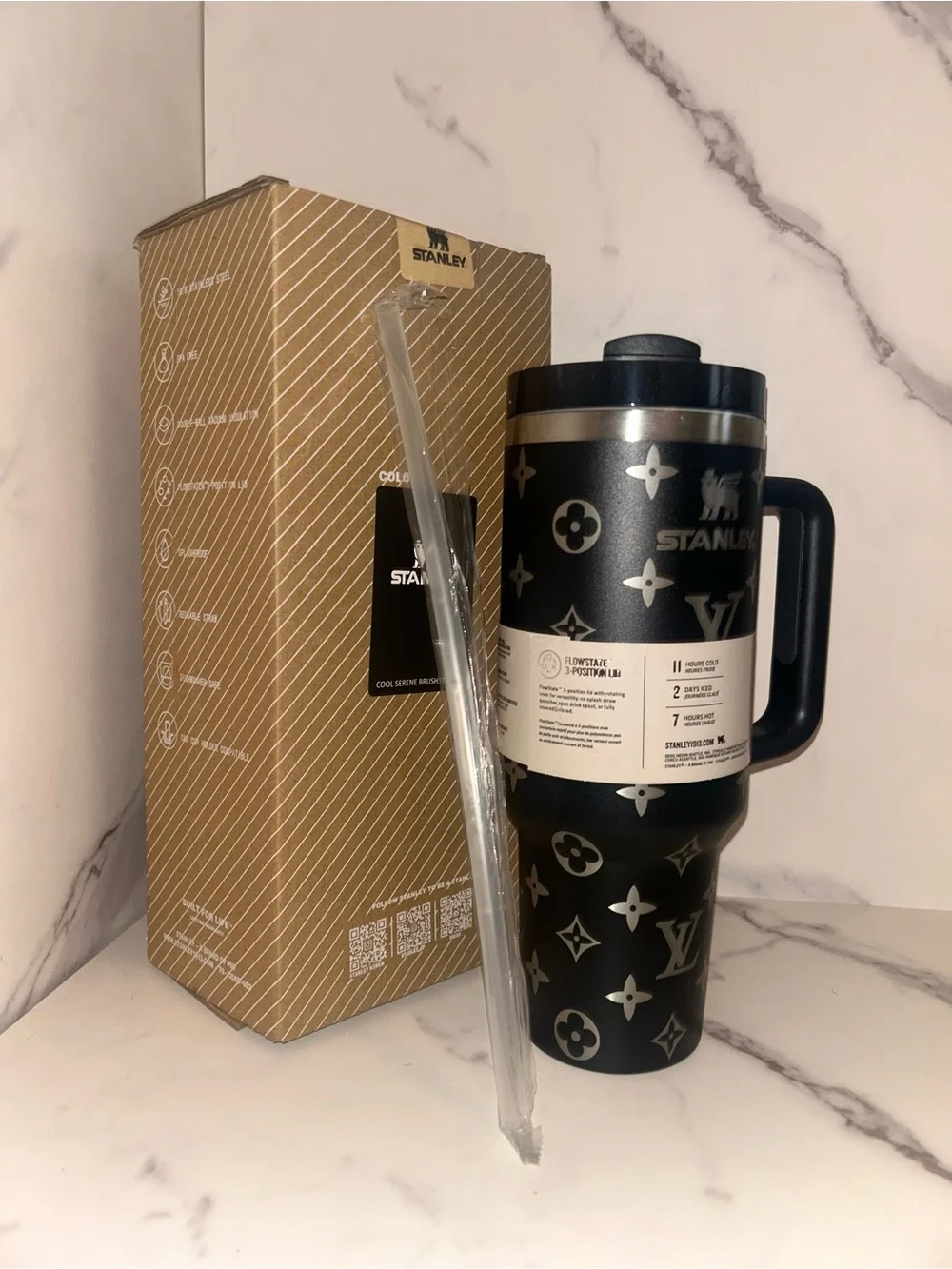 Stanley x monogram silver Black Insulated Travel Mug with Handle - Picture 2 of 3